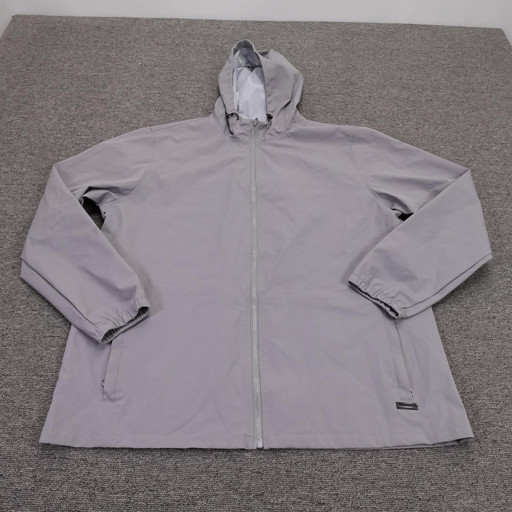 Voyager‎ Jacket Mens XL Gray Hooded Waterproof Rain Windbreaker Full Zip